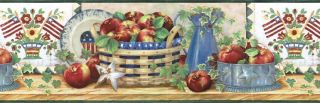 Americana Flag Apple Kitchen Wallpaper Border FF1102 3