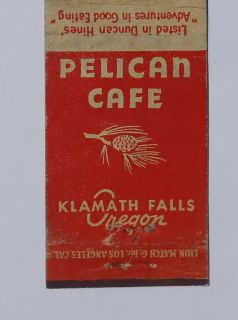 Matchbook Pelican Cafe Good Eating Klamath Falls OR Klamath Co Oregon