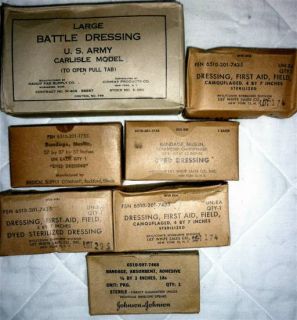 21pc WWII Medical Supplies Lot WW2 Case Field Kit Red Cross Vintage