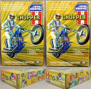 Evel Knievel 1976 Ideal Chopper Large Box Set