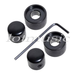 Pack New Metal Dual Control Knob for Dual Pot Black Screw Style