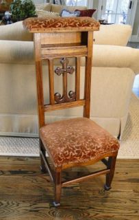 Prayer Chair Gothic Victorian Carved Cross Kneeler Prie Dieu