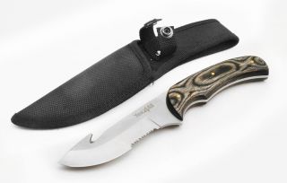 Tactical Hunting Survival Knife Skinner Gut Hook Fixed Blade Sheath