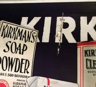 1924 Kirkmans Cleanser Trolley Card Advertising Sign Great Graphics