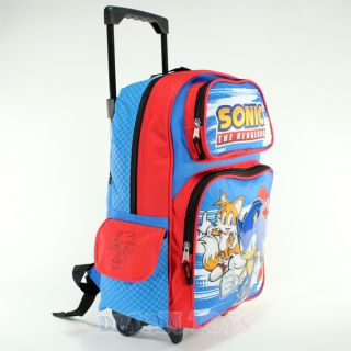 Sonic The Hedgehog Tails Knuckles 16 Large Roller Backpack Bag School