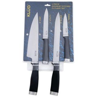 New Klug 4pc Gourmet Kitchen Cutlery Knife Set Chefs Knife Slicer