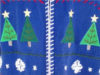 Ugly Christmas Sweater Tacky Holiday Party Womens Size XL Blue