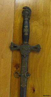 1900s Knights Templar Ornate Ritual Sword Regalia Masonic Wooden