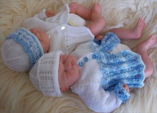Early Baby or Reborn Doll DK Knitting Pattern Matinee Coat Hat Booties