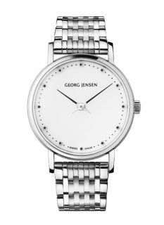 Georg Jensen Koppel Lady Watch 424 with White Dial and Steel Bracelet