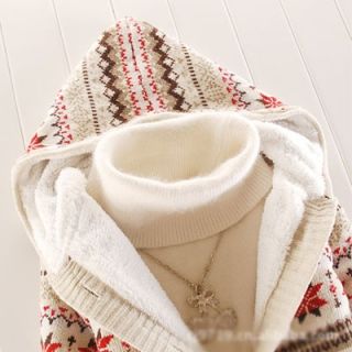 Women Knitwear Thick Winter Hooded Cardigan Coat Loose Sweater Button