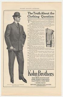 1905 Kohn Brothers Clothing Man Suit Print Ad