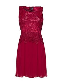 Yumi Lace and pleate dress. Raspberry   