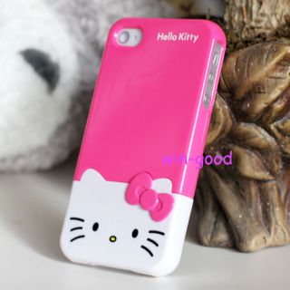Best Fashion HelloKitty Face 3D Bow Case Cover Skin Hard for iPhone 4