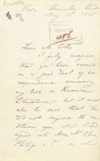 Peter A Kropotkin Autograph Letter Signed 05 15 1905