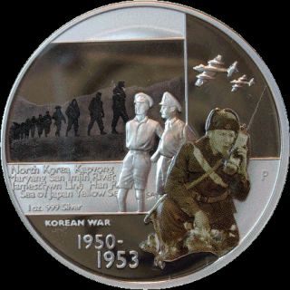 2003 SILVER 2oz kookaburra Korean War privy & 1oz AUSTRALIANS AT WAR