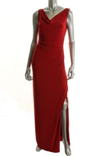 Ralph Lauren New Modern Glamour Red Cowl Neck Ruched Semi Formal Dress