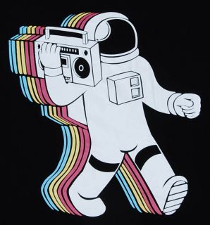Funny Spaceman Crazy Radio Indie T Shirt Stencil Sz M