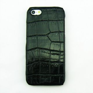 Black Deluxe Crocodile Leather Hard Skin Case Cover for Apple iPhone
