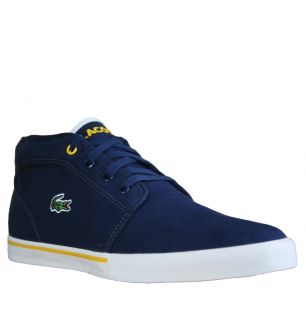 Lacoste Ampthill WP SPM Mens Mid Trainers SS12 Navy Yellow