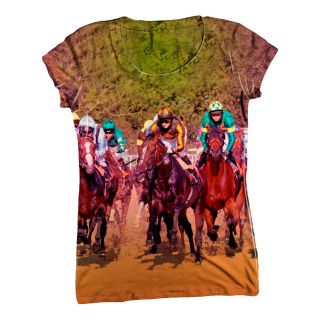 AnimalShirtsUSA Race Horse Fight Womens Top Ladies T Shirt