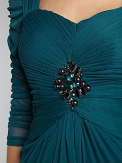 Adrianna Papell Evening Long sleeve sweetheart neck dress Emerald   