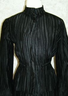 Lafayette 148 Black Textured Skirt Suit 6P New Modern Evening Crinkle