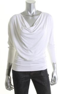 Laila Jayde New White Modal 3 4 Dolman Sleeves Cowl Neck Blouse Top L