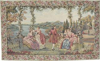 Ladies at Lake Como Italian Landscape Wall Tapestry 24X44