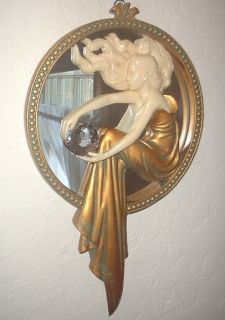 Art Deco Nouveau Lady of The Lake Mirror Gold