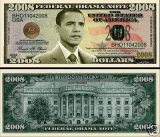 President Barack Obama 2008 Dollar Bill 2 $1 00