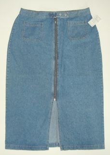 Blues Long Denim Jean Skirt Size 22 Plus Front Zipper