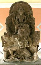The 11th century Javan statue of Vishnu mounting Garuda , mortuary