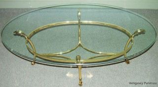 6066 Labarge Brass Glass Cocktail Coffee Table Hollywood Regency