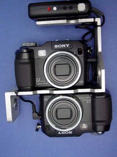 Twin Sony DSC V3 camera rig w/LANC Shepherd Controller for 3d stereo