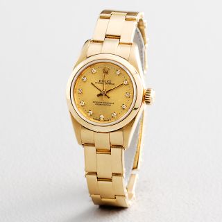 Ladies Rolex Oyster Perpetual Solid 18K Yellow Gold Watch Diamond