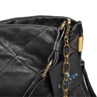 Lanvin RP 2200$ Black Quilted Leather Amalia Bucket Bag