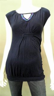Liz Lange Ladies Womens s Comfort Maternity T Shirt Tee Top Dark Blue