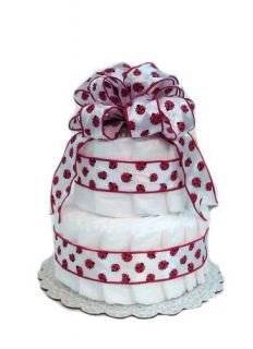 New Baby Girl Diaper Cake Ladybug Red and White Great Baby Shower Gift