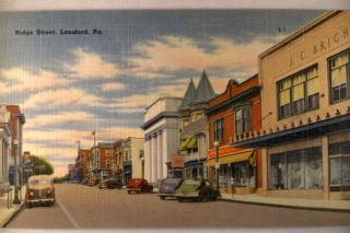 Linen OLD CARS ON RIDGE STREET Lansford Pennsylvania PA Postcard y2297