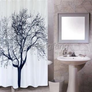 Big Black Abstract Landscape Tree Pattern Bathroom Fabric Shower