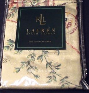 New Ralph Lauren Villandry Floral Euro Pillow Sham Cream Ivory Toile