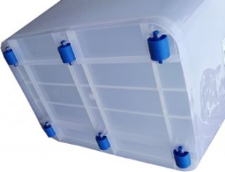 10x 110L Large Plastic Storage Boxes with Wheels Lids