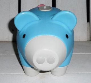 Classic Piggy Bank BLUE Plastic Coin Money Pig Childrens Toy LARGE