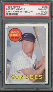 1969 Topps 500 Mickey Mantle Last Name in Yellow PSA NM MT 8 OC 1417