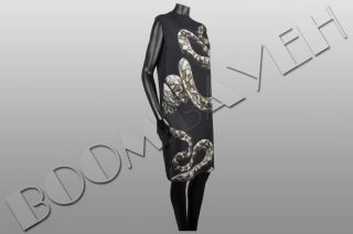 Lanvin RP 1700$ Sleeveless Snake Print Silk Shift Dress