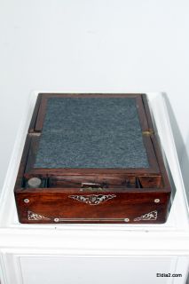 Rosewood Lap Desk Mother of Pearl Inlay