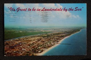 1957 Aerial View Lauderdale by The Sea FL Broward Co Postcard Florida