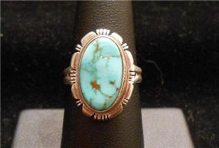 Larry Yazzie Navajo Sterling Silver Turquoise Ring Immaculate