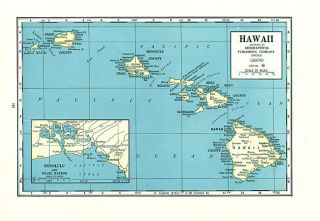 Hawaii Authentic WW2 Vintage Map Pearl Harbor Old 1942